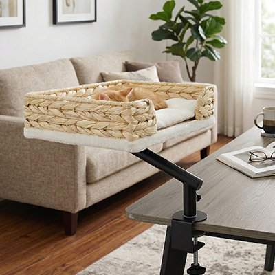 panier chat support rotatif noir chat dormant salon
