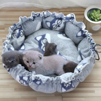 panier chaton avec cordon de serrage gris