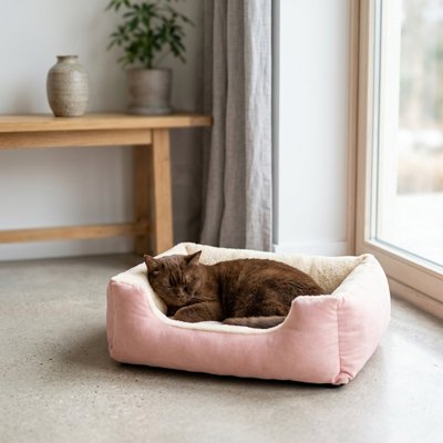 panier pour chat bicolore chat dormant salon