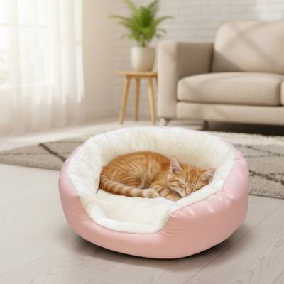 panier pour chat enveloppant rose chat dormant salon