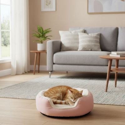 panier pour chat enveloppant rose salon chat dormant