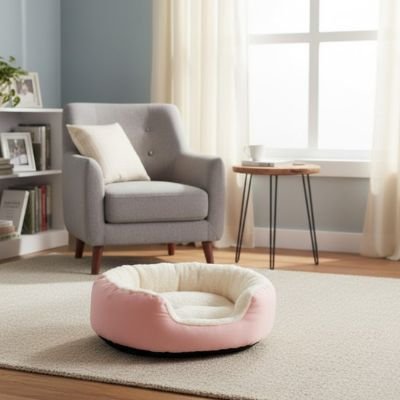 panier pour chat enveloppant rose salon