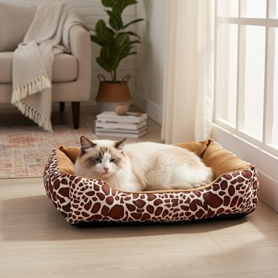 panier pour chat motif giraffe chat allonge salon