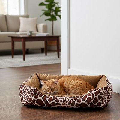 panier pour chat motif giraffe chat dormant salon