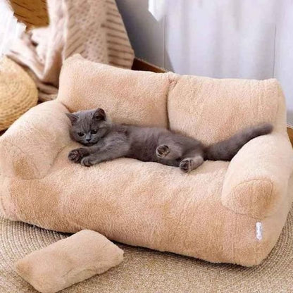 panier pour chat sofa marron salon chaton allonge