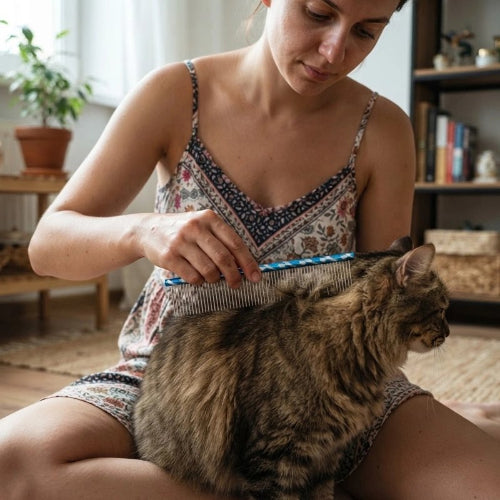 peigne chat acier inoxydable bleu maitresse