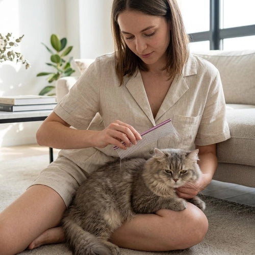 peigne chat rose elegant chat avec maitresse