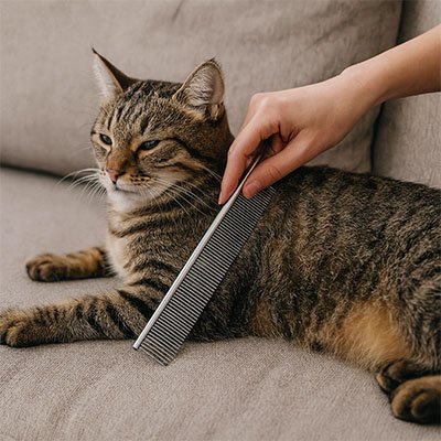 peigne pour chat acier inoxydable canape chat allonge