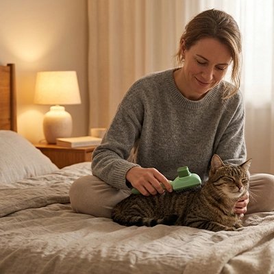 peigne pour chat autonettoyant maitresse chat lit chambre