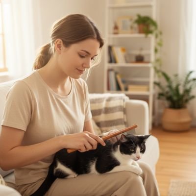 peigne pour chat bois naturel maitresse canape chat salon