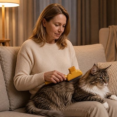 peigne pour chat compact maitresse chat canape salon