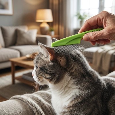 peigne pour chat confortable vert chat canape salon