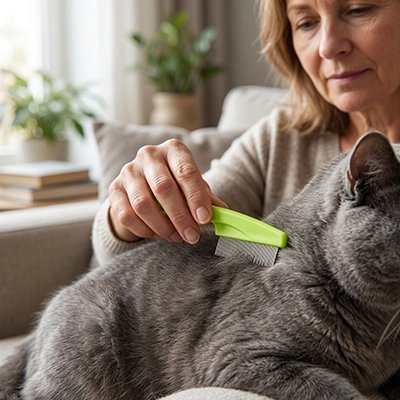 peigne pour chat confortable vert maitresse chat salon