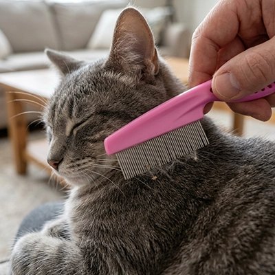 peigne pour chat rose ergonomique chat