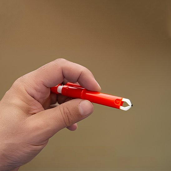 pince à tique forme stylo rouge