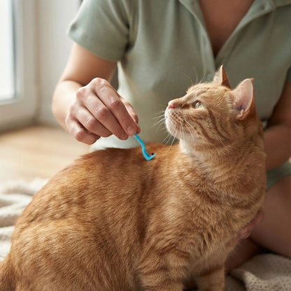 pince à tique kit complet maitresse avec chat debout