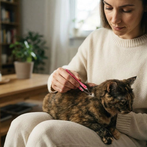 pince à tique kit complet maitresse avec chat