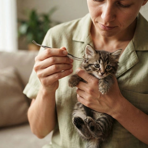 pince à tique kit complet maitresse avec chaton