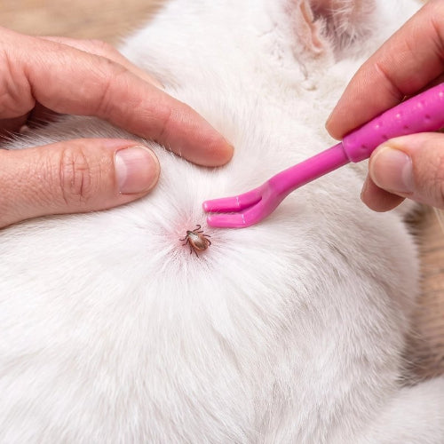 pince à tique rose multi tailles chat