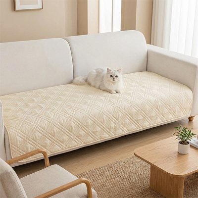 protection canapé chat beige design elegant chat allonge salon