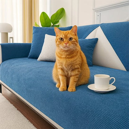 protection canapé chat bleu chat assis