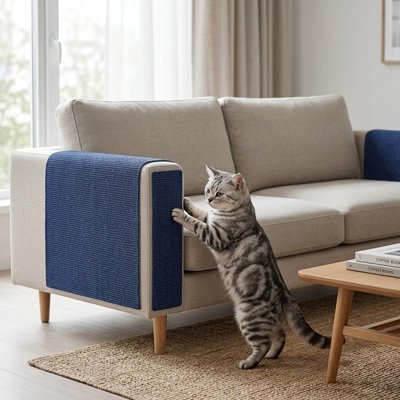 protection canapé chat bleu marine chat debout salon
