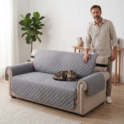 protection canapé chat revetement matelasse gris maitre chat allonge