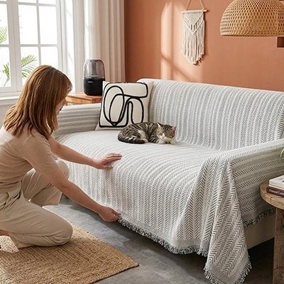protection canapé chat style boheme blanc maitresse chat allonge
