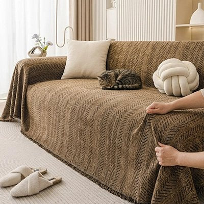 protection canapé chat style boheme marron chat allonge salon