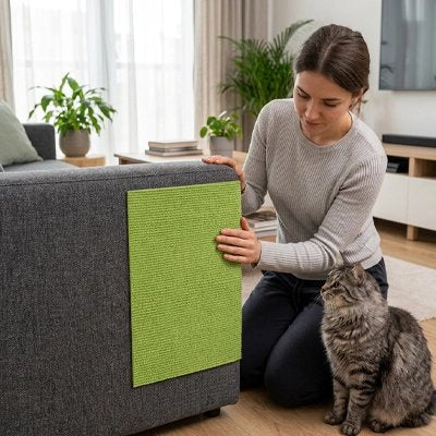protection canapé chat vert anis maitresse salon chat assis