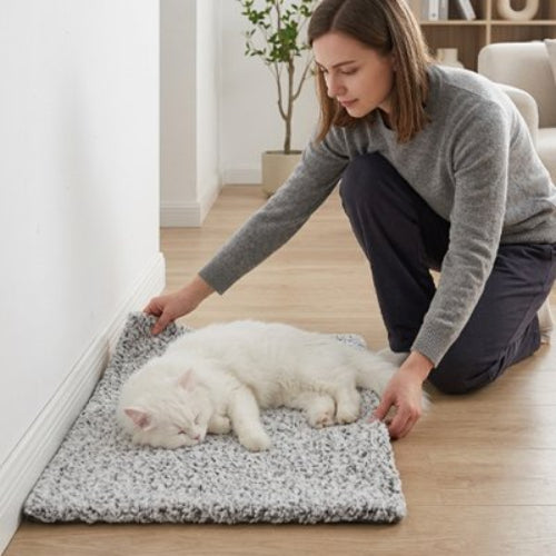 tapis chat chauffant maitresse chat dormant salon