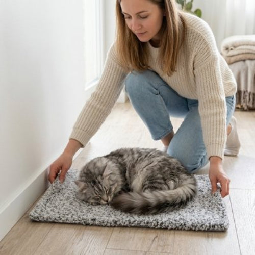 tapis chat chauffant maitresse chat dormant