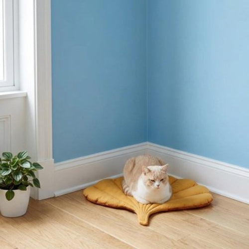 tapis chat design feuille automne chat allonge