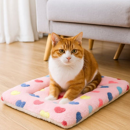 tapis chat moelleux coeurs salon chat assis