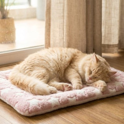 tapis chat rose motifs etoiles chat dormant
