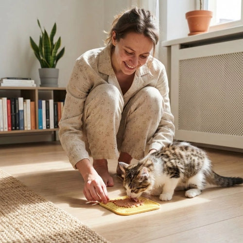 tapis de lechage maitresse chat lechant