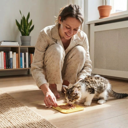 tapis de lechage maitresse chat lechant