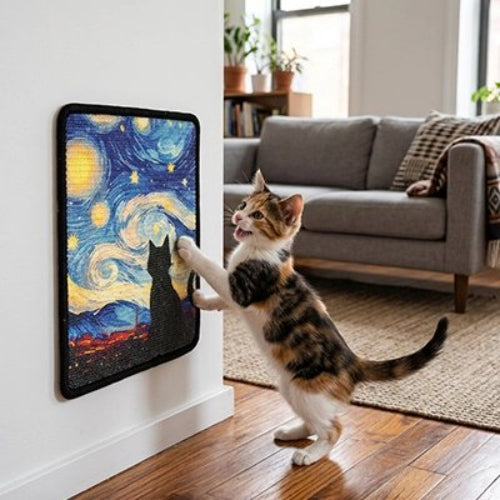 tapis griffoir chat ciel etoile chat debout salon