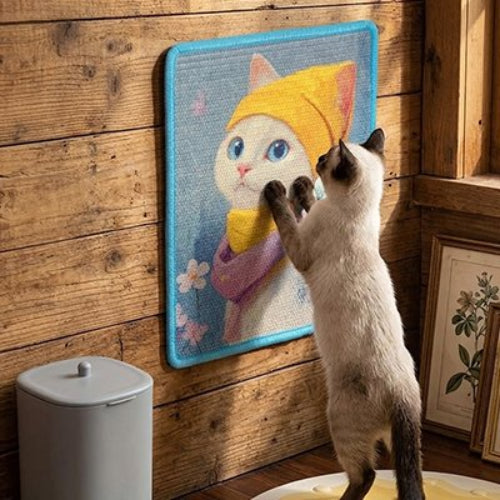 tapis griffoir chat illustration feline chat debout salon