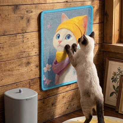 tapis griffoir chat illustration feline chat debout salon