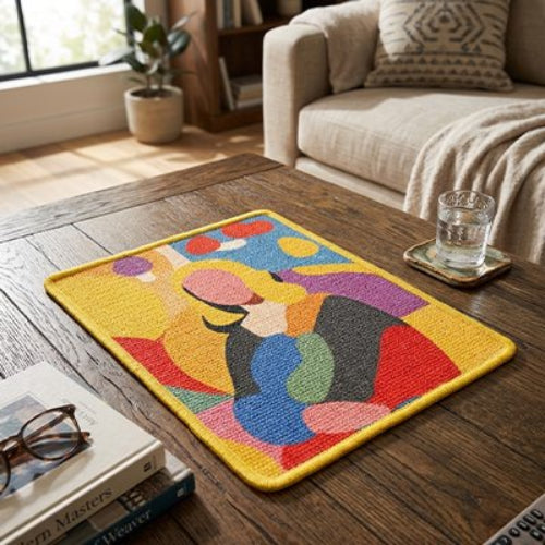 tapis griffoir chat mona lisa table salon