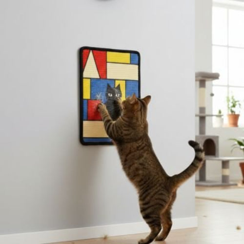 tapis griffoir chat motif geometrique chat griffant salon