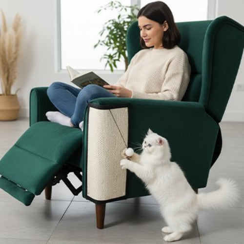 tapis griffoir chat sisal naturel maitresse chat jouant canape