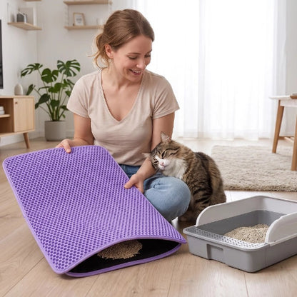 tapis litière chat violet maitresse chat apaise salon