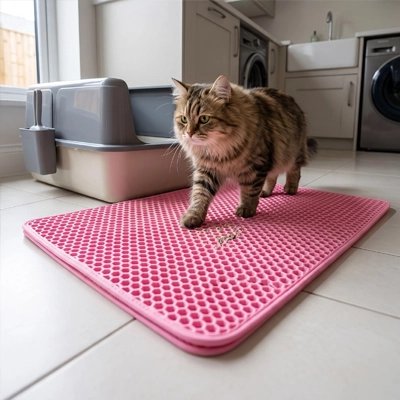 tapis litière pour chat rose moderne chat cuisine