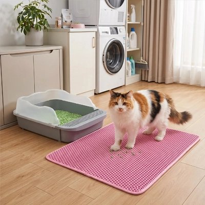 tapis litière pour chat rose moderne chat