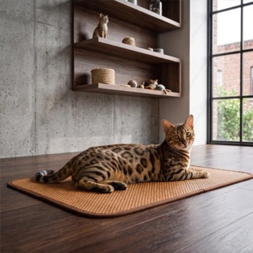 tapis rafraichissant chat bambou chat allonge salon