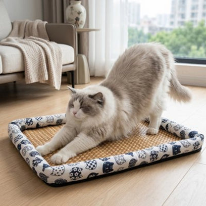 tapis rafraichissant chat blanc motifs felin chat apaise salon