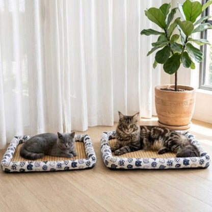 tapis rafraichissant chat blanc motifs felin chats allonges salon