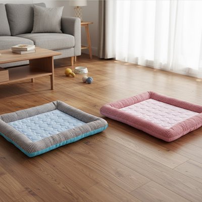 tapis rafraichissant chat bords sureleves bleu rose salon